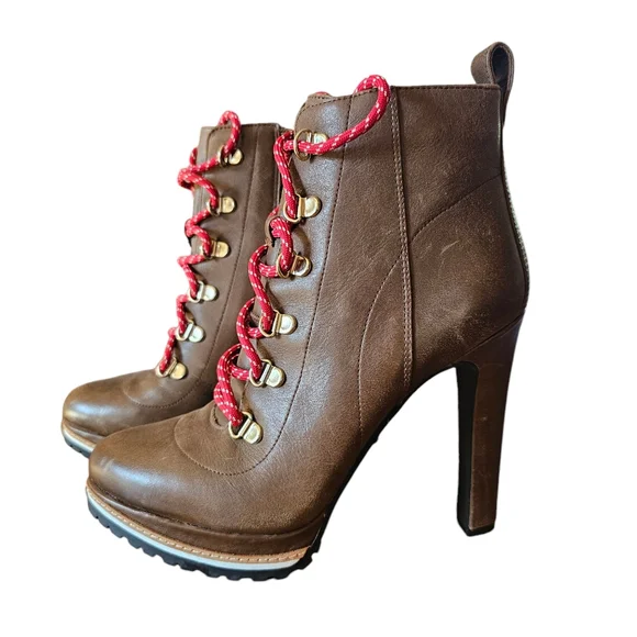 Gianni Bini Tondria Lace Up Platform Heeled Boot Graham Cracker Size 7.5 - Picture 3 of 16